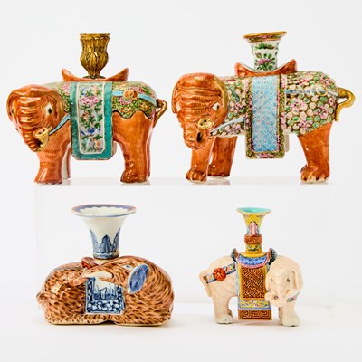 Lot 547 - Four Chinese Enameled Porcelain Elephants