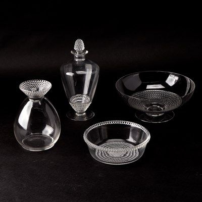 Lot 756 - Group of R. Lalique Molded Glass "Nippon" Pattern Table Articles