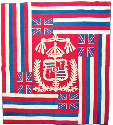 Lot Pieced and Appliqued Cotton Hawai'ian Pre-Statehood Flag Quilt