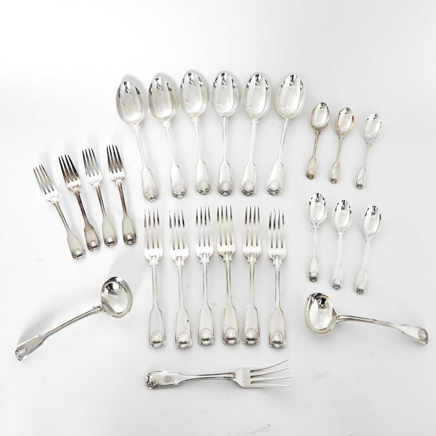 Lot 66 - Victorian Sterling Silver "Thread and Shell" Pattern Part Flatware Service