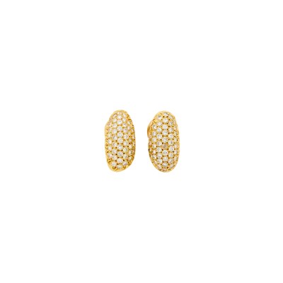 Lot 143 - Pair of Gold and Diamond Earrings