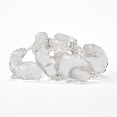 Lot 36 - A Chinese Rock Crystal Carving of 'Three Rams' Group