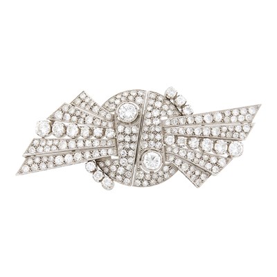 Lot 70 - Platinum and Diamond Double Clip-Brooch