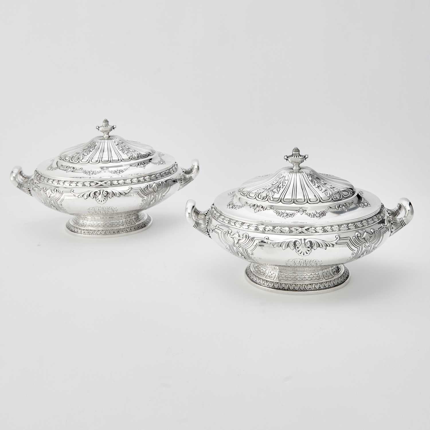 Lot 229 - Pair of Black Starr & Frost Sterling Silver Covered Tureens