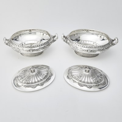 Lot 229 - Pair of Black Starr & Frost Sterling Silver Covered Tureens