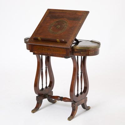 Lot 597 - Regency Brass Inlaid Rosewood Reading Table