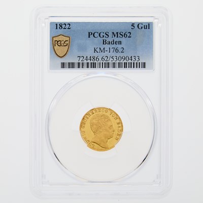 Lot 58 - German States, Baden. 1822 Five Gulden. PCGS MS-62.