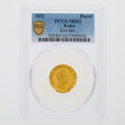 Lot 61 - German States, Baden. 1832 One Ducat. PCGS MS-62.
