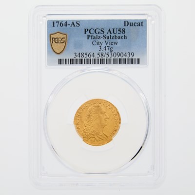 Lot 57 - German States, Pfalz-Sulzbach. 1764-AS 1 Ducat. PCGS AU-58.