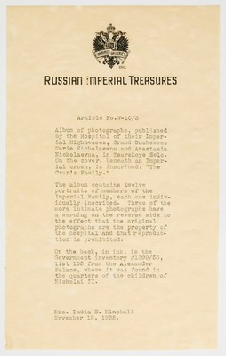 Lot 239 - Russian Folio: The Tsar’s Family
