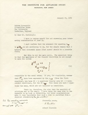 Lot 112 - Einstein discusses General Relativity and the Unified Field Theory