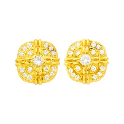 Lot 10 - Pair of Gold and Diamond Earclips