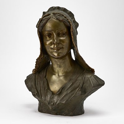 Lot 628 - Patinated Bronze Bust of a Young Woman