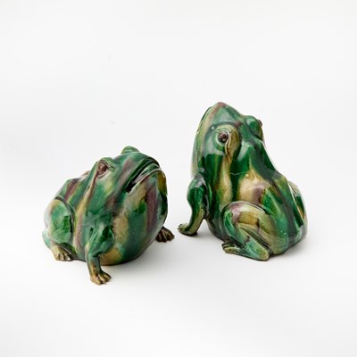 Lot 616 - Two Chinese Glazed Porcelain Frogs