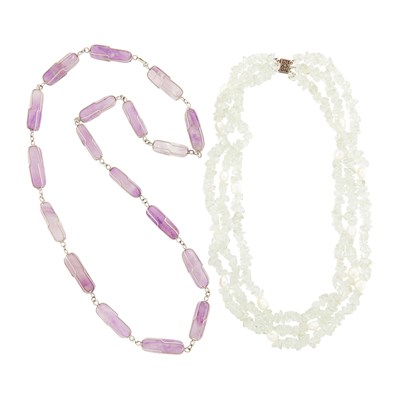 Lot 1256 - Two Colored Stone Bead Necklaces