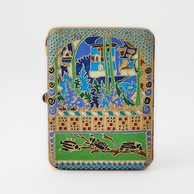 Lot 323 - Russian Silver-Gilt and Cloisonné Enamel Cigarette Case