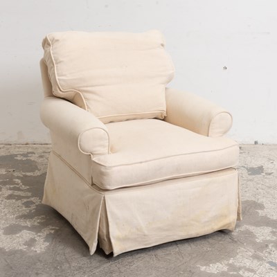 Lot 127 - Cream Upholstered Swivel Club Chair