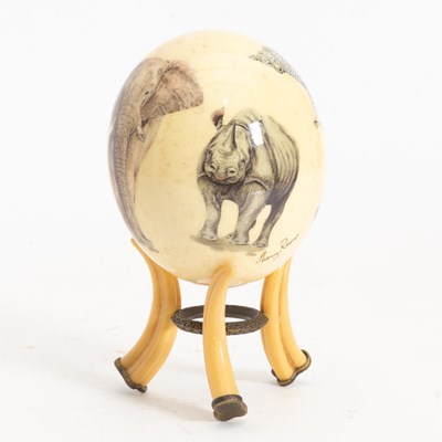 Lot 133 - Sherry Rowe Hand Painted Glazed Ostrich Egg