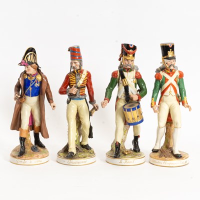 Lot 134 - Four French Hand-Painted Porcelain Military Figures