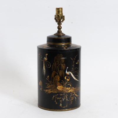 Lot 141 - Paint Decorated Tole Canister Lamp