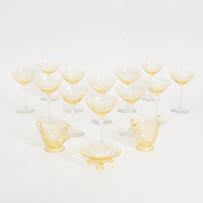 Lot 197 - Twelve Yellow Glass Champagne Coupes