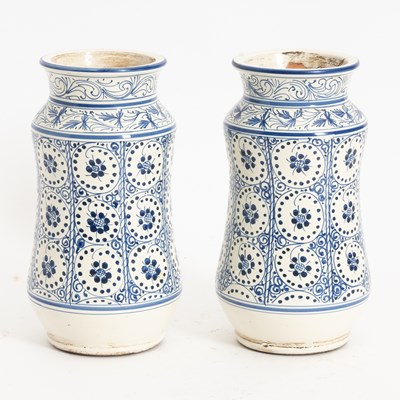 Lot 201 - Pair of Hispano-Moresque Style Tin-Glazed Ceramic Jars