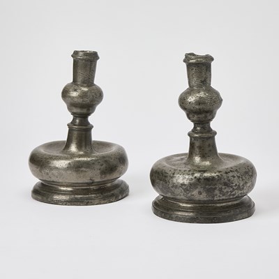 Lot 369 - Pair of Pewter Candlesticks