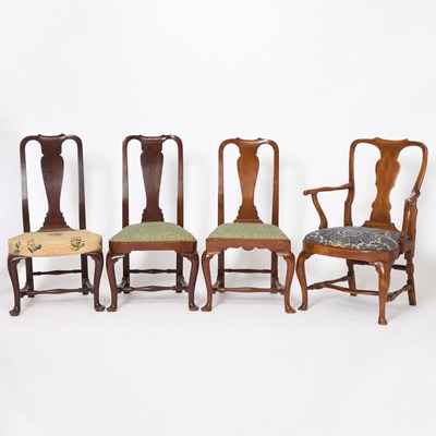 Lot 379 - Assembled Group of Four Queen Anne Chairs