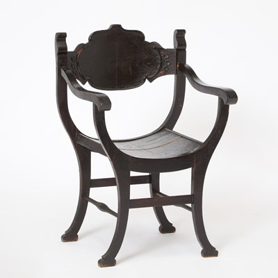 Lot 366 - Black Painted Neo-Greco Style Armchair