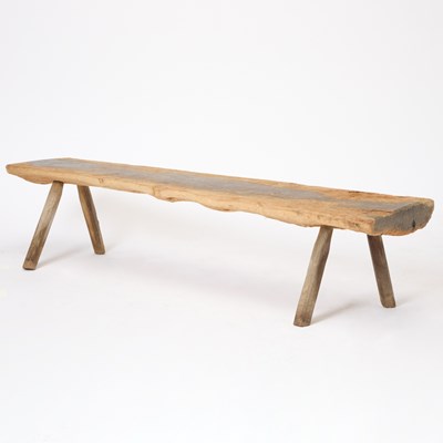 Lot 392 - Rustic Oak and Maple Split Log Bench