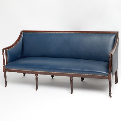 Lot 399 - Federal Style Faux Leather Upholstered Mahogany Settee