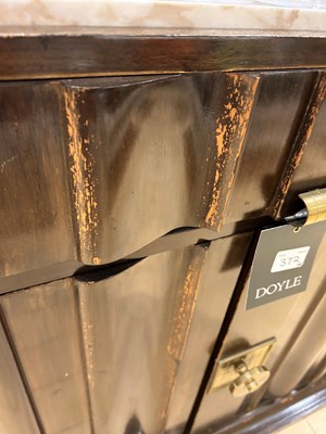 Lot 372 - Pair of Tommi Parzinger Marble Top Walnut Cabinets