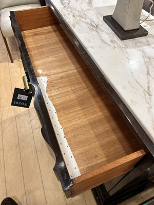 Lot 372 - Pair of Tommi Parzinger Marble Top Walnut Cabinets