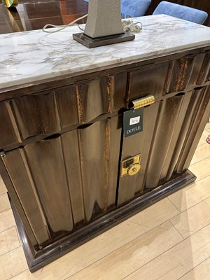Lot 372 - Pair of Tommi Parzinger Marble Top Walnut Cabinets