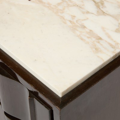 Lot 372 - Pair of Tommi Parzinger Marble Top Walnut Cabinets