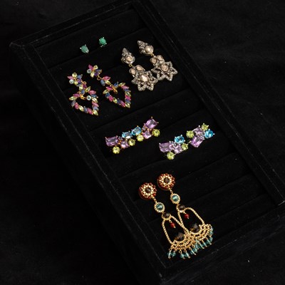 Lot 180 - Group of Assorted Metal and Gem-Set Earrings