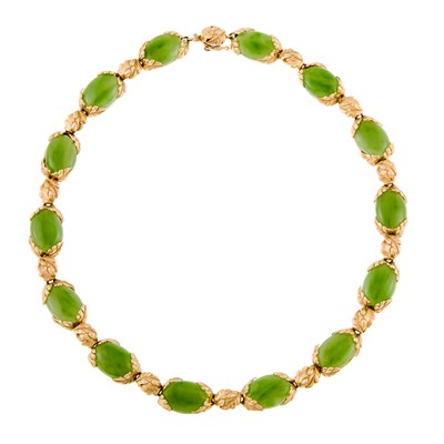 Lot 2029 - Gold and Nephrite Necklace