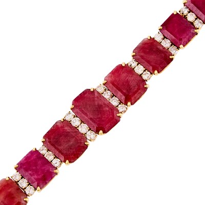 Lot 2064 - Gold, Ruby and Diamond Bracelet