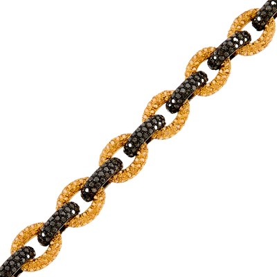 Lot 2218 - Tricolor Gold, Orange Sapphire and Black Diamond Bracelet