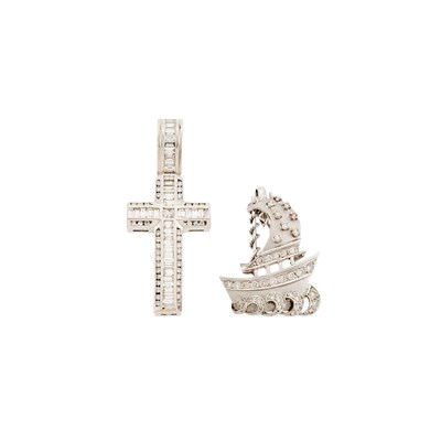 Lot 2100 - Two White Gold and Diamond Pendants