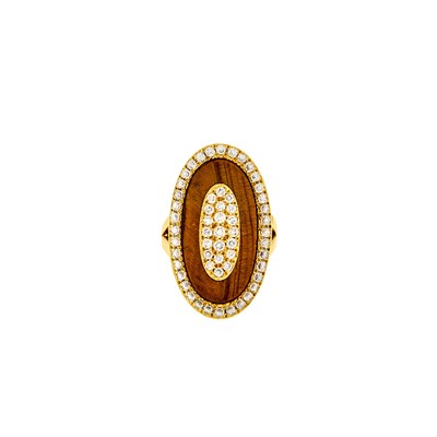 Lot 2063 - Gold, Tiger's Eye and Diamond Ring