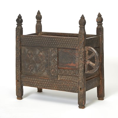 Lot 253 - Carved Wood Dowry Chest