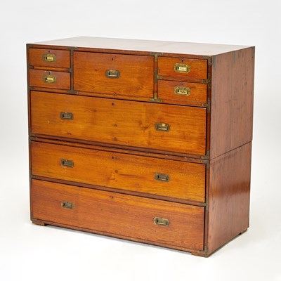 Lot 605 - Victorian Brass-Mounted Walnut Campaign Chest