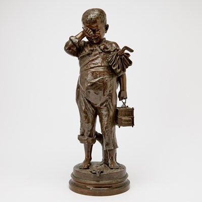 Lot 195 - Patinated Bronze Figure of a Boy with Umbrella