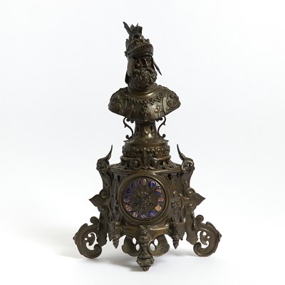 Lot 713 - Renaissance Style Patinated Bronze Mantel Clock