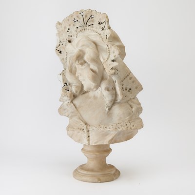 Lot 617 - Italian Carved Alabaster Bust of a Woman