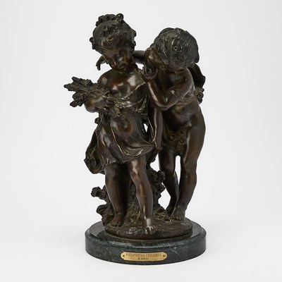 Lot 565 - Patinated Bronze Group: Whispering Children