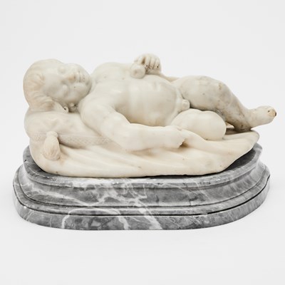 Lot 652 - Continental Carved Marble Figure of a Sleeping Infant
