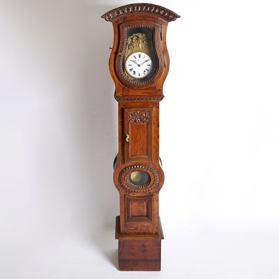 Lot 650 - French Provincial Morbier Walnut Longcase Clock