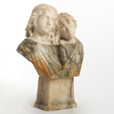 Lot 642 - Italian Marble and Alabaster Group of a Mother and Child